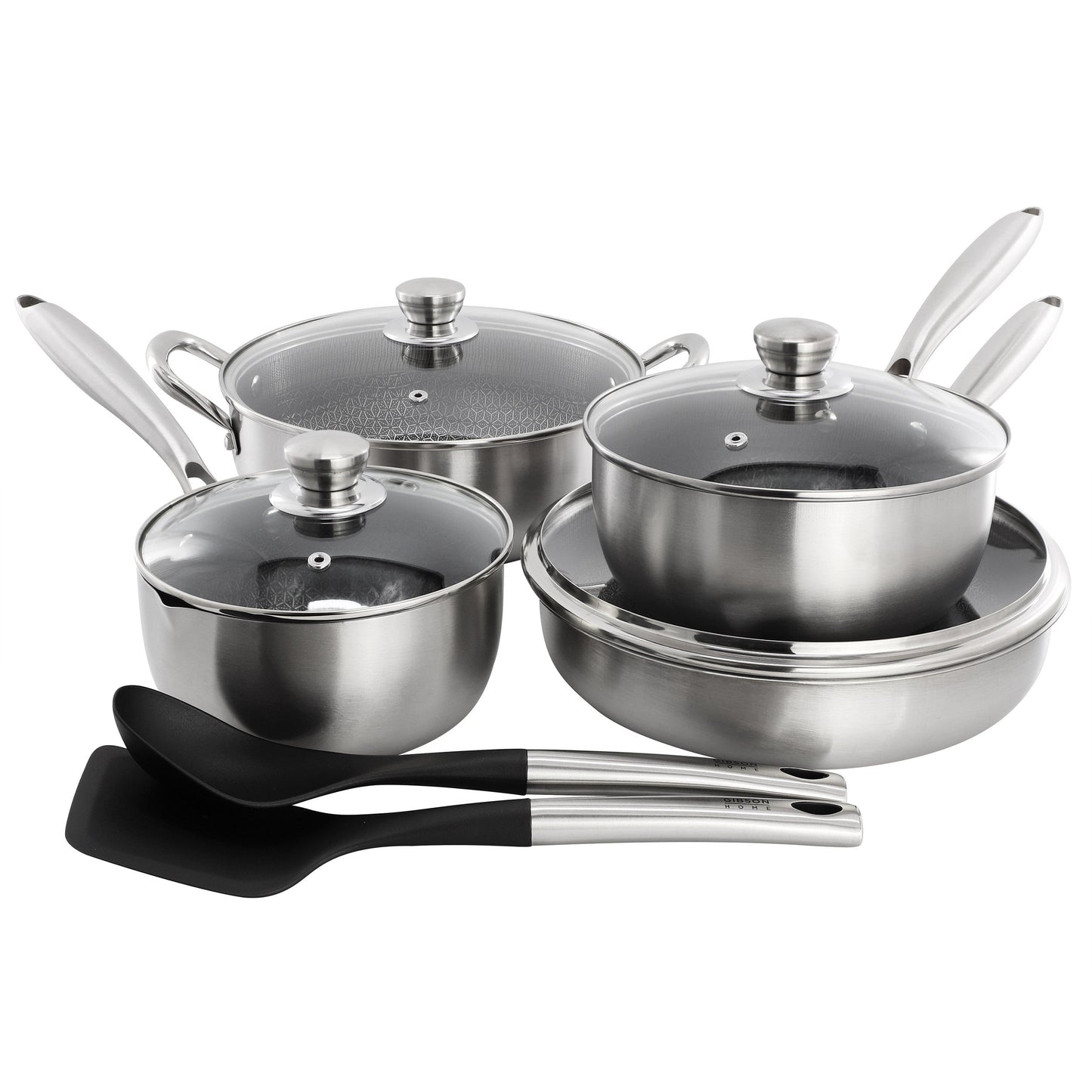 Gibson Home Elsenborn 10 Piece Hybrid Nonstick Stainless Steel Cookware Set LuxuryLifeWay Online Store