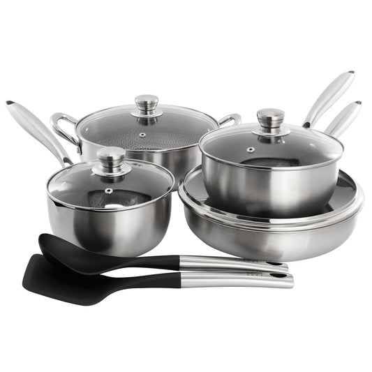 Gibson Home Elsenborn 10 Piece Hybrid Nonstick Stainless Steel Cookware Set LuxuryLifeWay Online Store
