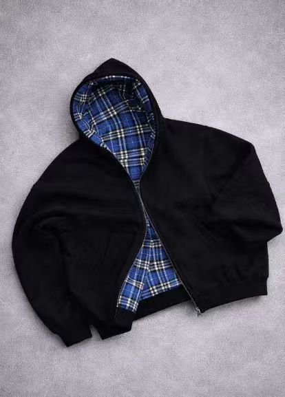 2026 Aliexpress Simple Korean Style Dark Simple Reversible Zipper Sweatshirt Jacket NorixaFashion.com