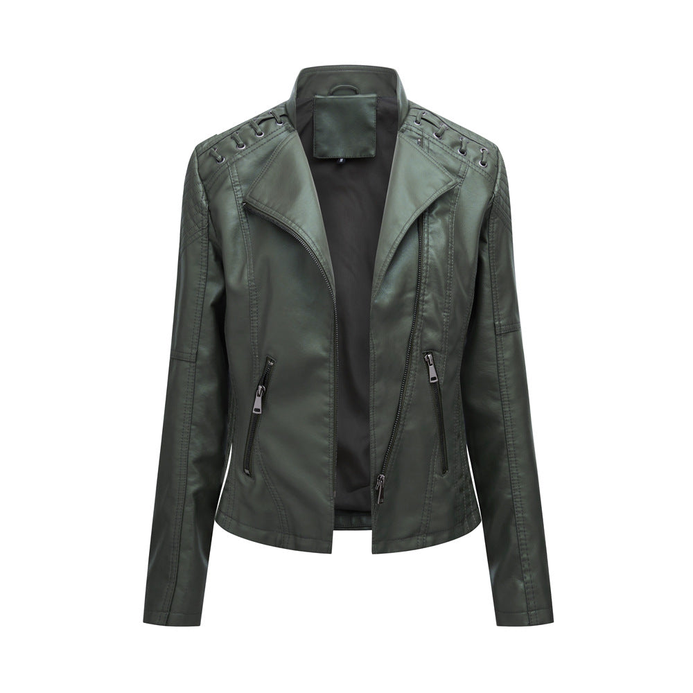 Slim Fit Thin Leather Coat Women's Motorcycle Clothing Best YouTube Store