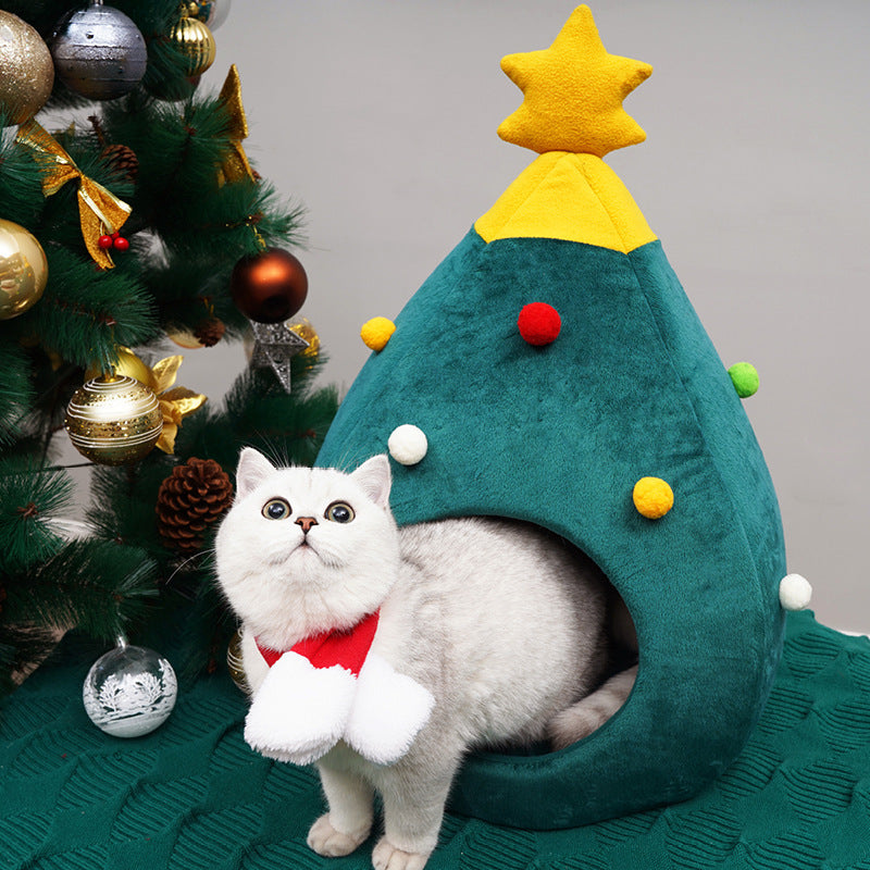 Christmas Tree Pet Bed Winter Warm Pet Nest Cat House Dog pet supplies Pets Fashion