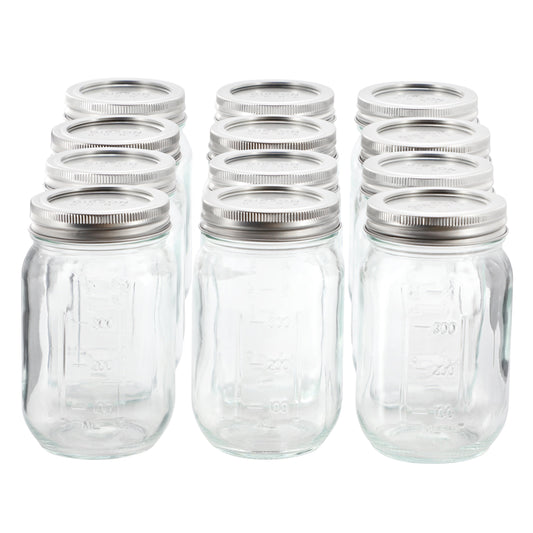 Gibson Home Market Preserves 12 Piece 16 Ounce Glass Canning jars with Lids and Bands LuxuryLifeWay Online Store
