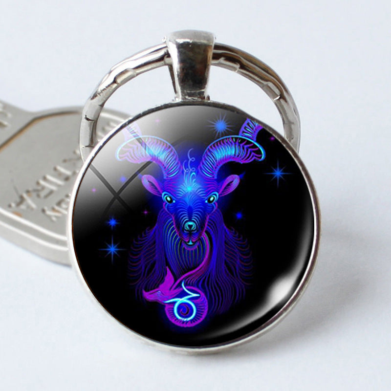 Twelve Constellation Time Stone Metal Keychains LadyShow.Store