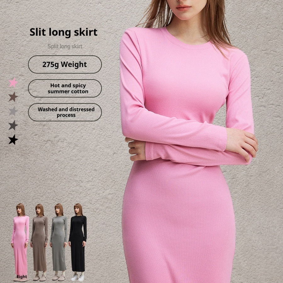 Long Sleeve Dress Split Sheath Dress For Women NorixaFashion.com