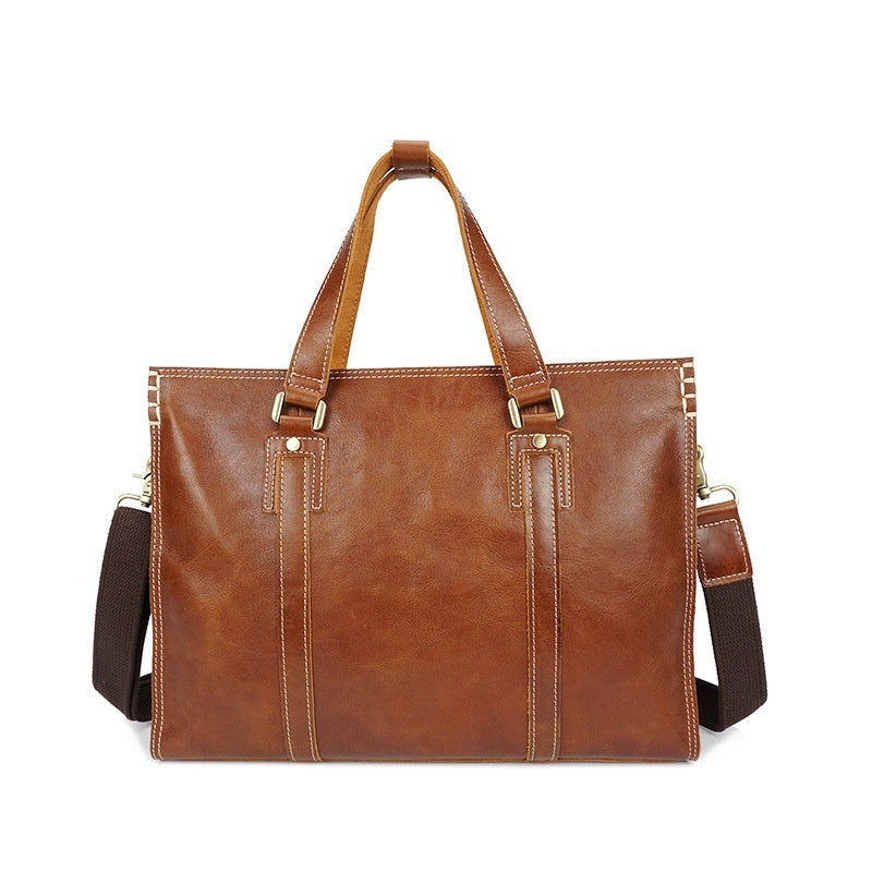 First Layer Cowhide Oily Leather Shoulder Messenger Bag CJD