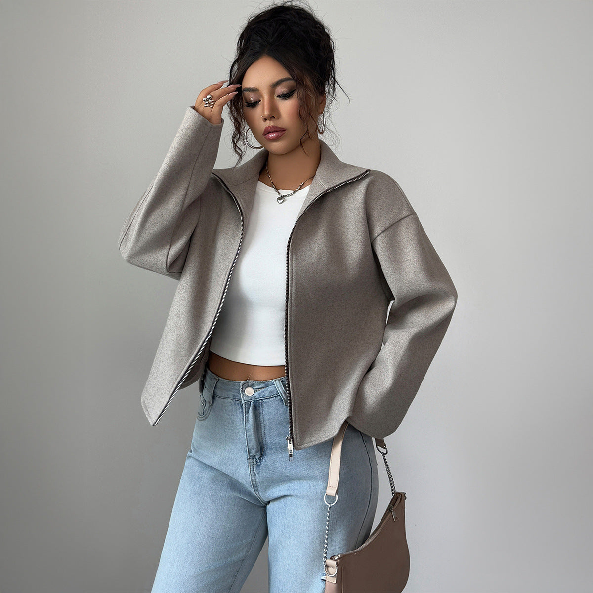Solid Color Long Sleeve Jacket Coat Women's Clothing Best YouTube Store