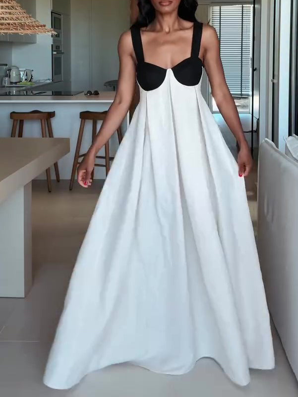 Two - Tone Bustier - Style Maxi Dress With Open Back NorixaFashion.com