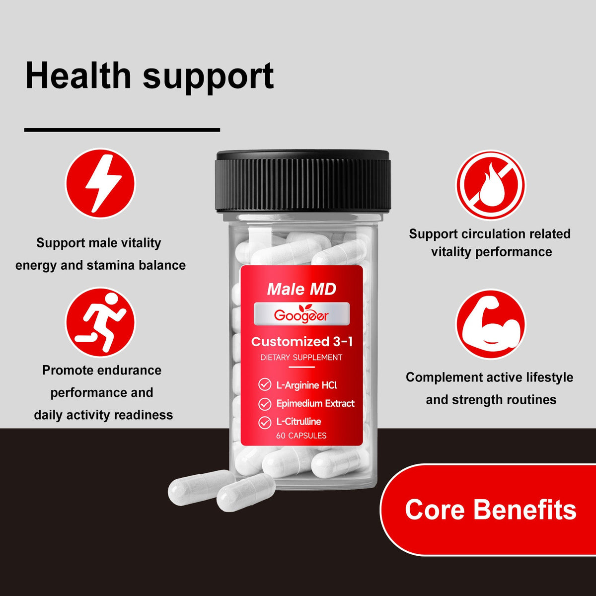 Male Enhancement Capsules 60 Capsules 1Bottle Tri Light Beauty