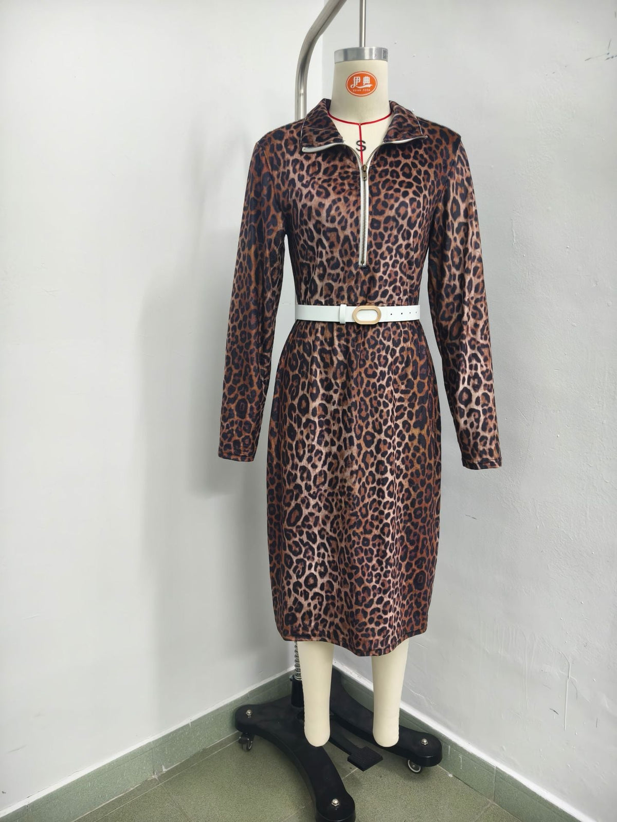 European And American Cross-Border 2026 New Leopard Print Autumn Personalized Long-Sleeve Dress NorixaFashion.com