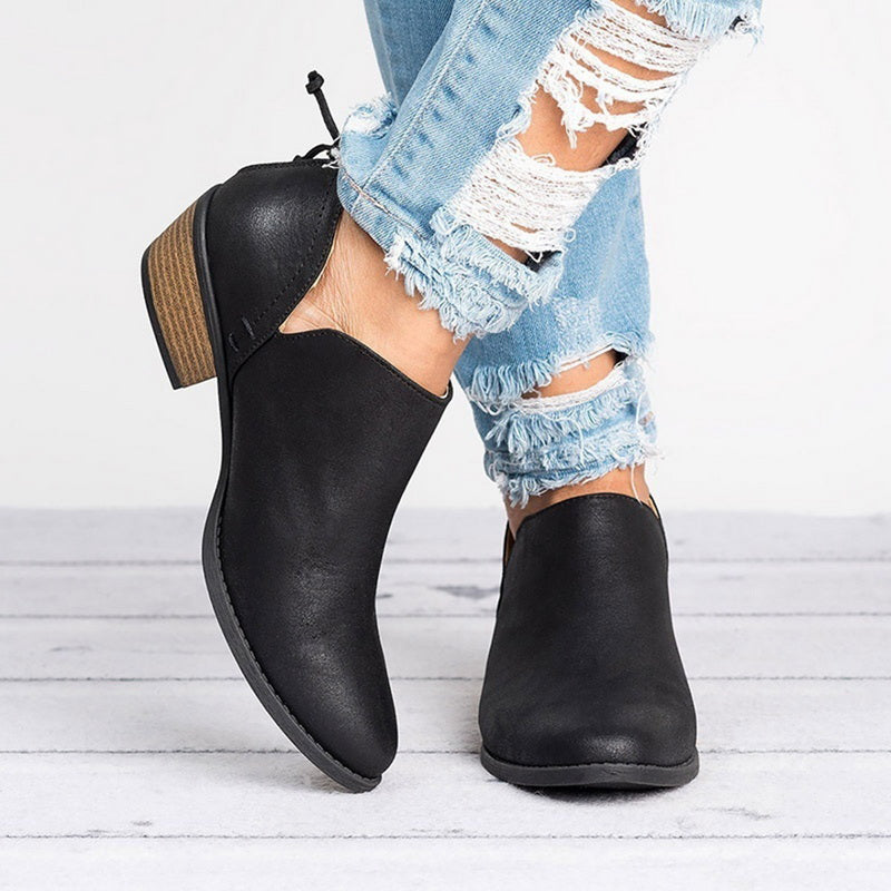 Autumn Women Shoes Retro High Heel Ankle Boots CJD