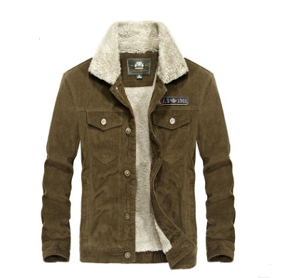 Men's Corduroy Jacket with Fleece Lining (Plus Size) Pi-Mart