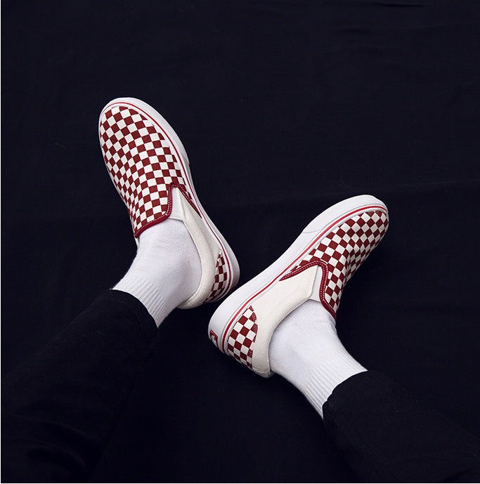Korean version of casual wild students low to help men's shoes Harajuku ulzzang lattice one pedal men canvas shoes lazy Best YouTube Store