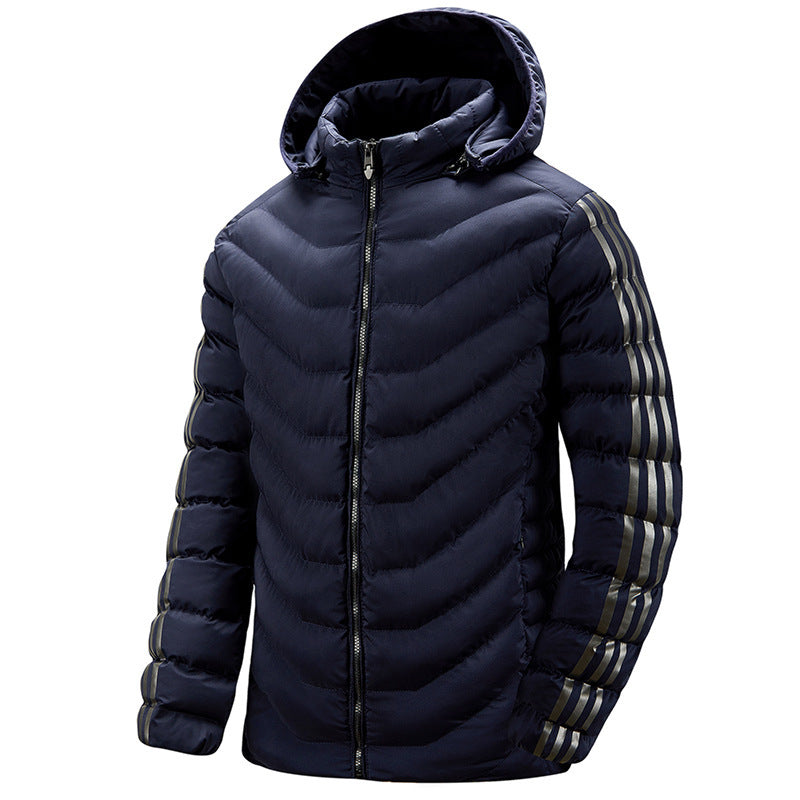 Men's lapel casual hooded jacket