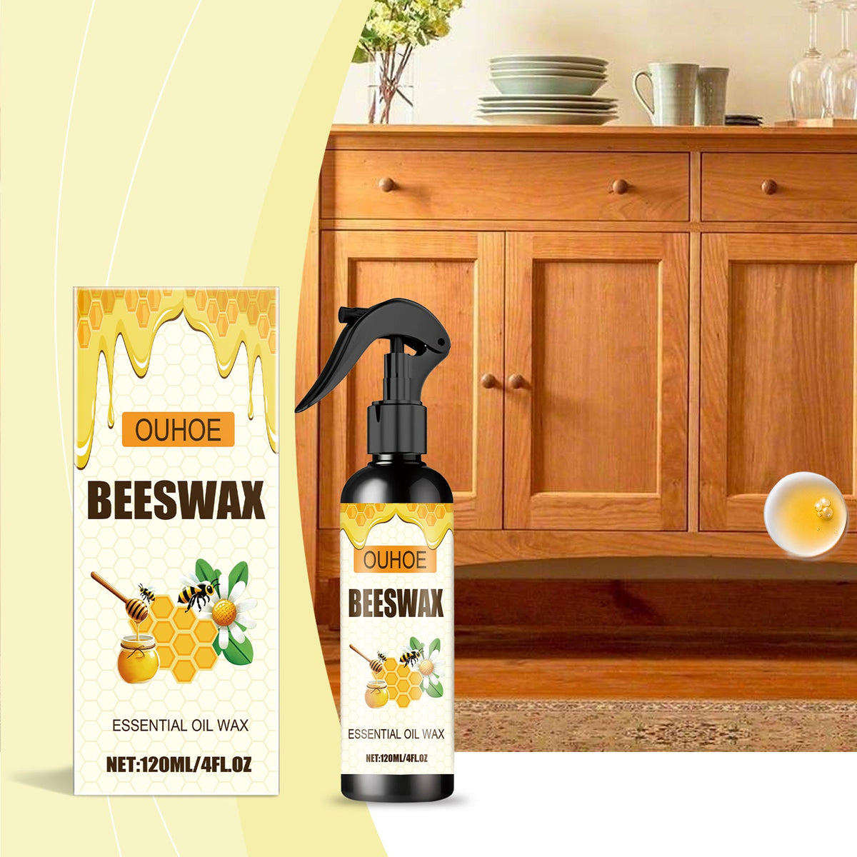 Furniture Floor Care Polishing Waterproof Anti Cracking Scratch Refurbishment Care Wax Furniture Beeswax Spray Warehouse Single Bottle Stock Out, According To BOM Stock New Label Carton 120ml 1 Box Tri Light Beauty