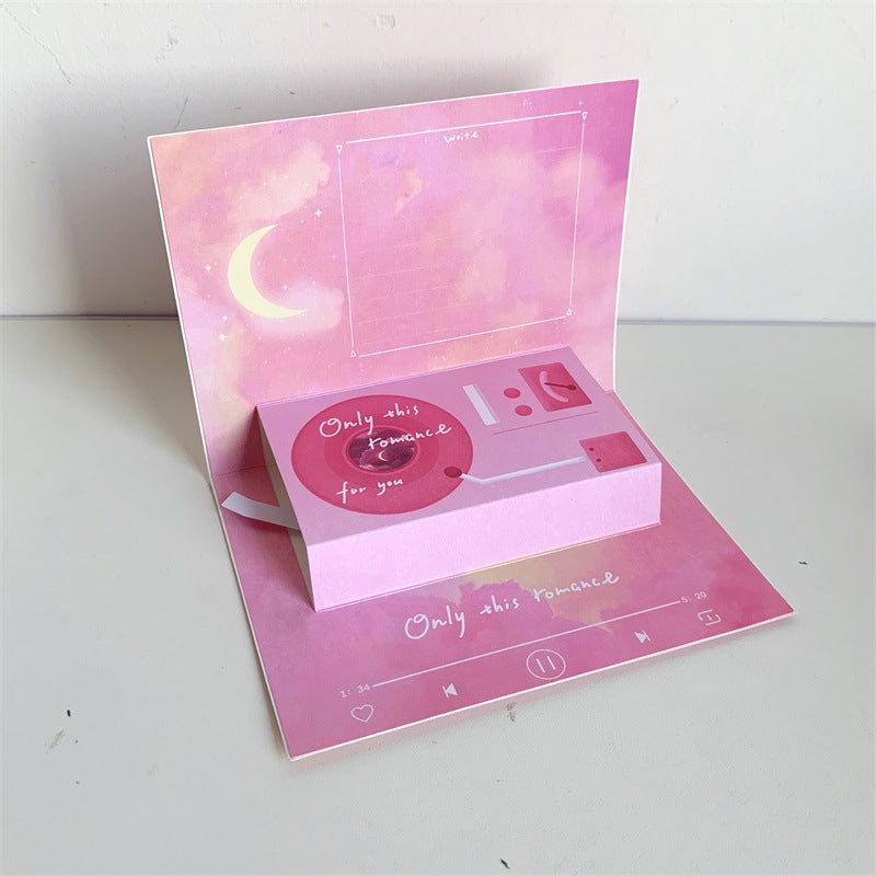 Phonograph Birthday Gift Creative Stereoscopic Greeting Cards CJD