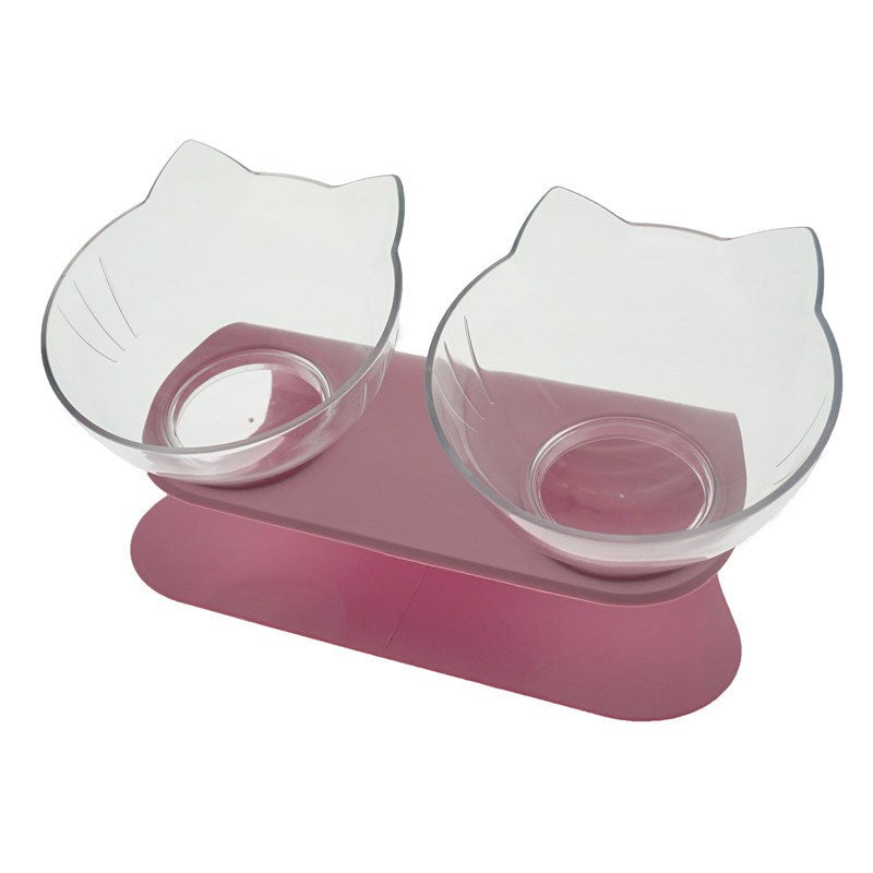 Cat Double Bowl Cat Food Bowl Protects Cervical Vertebra Pets Fashion