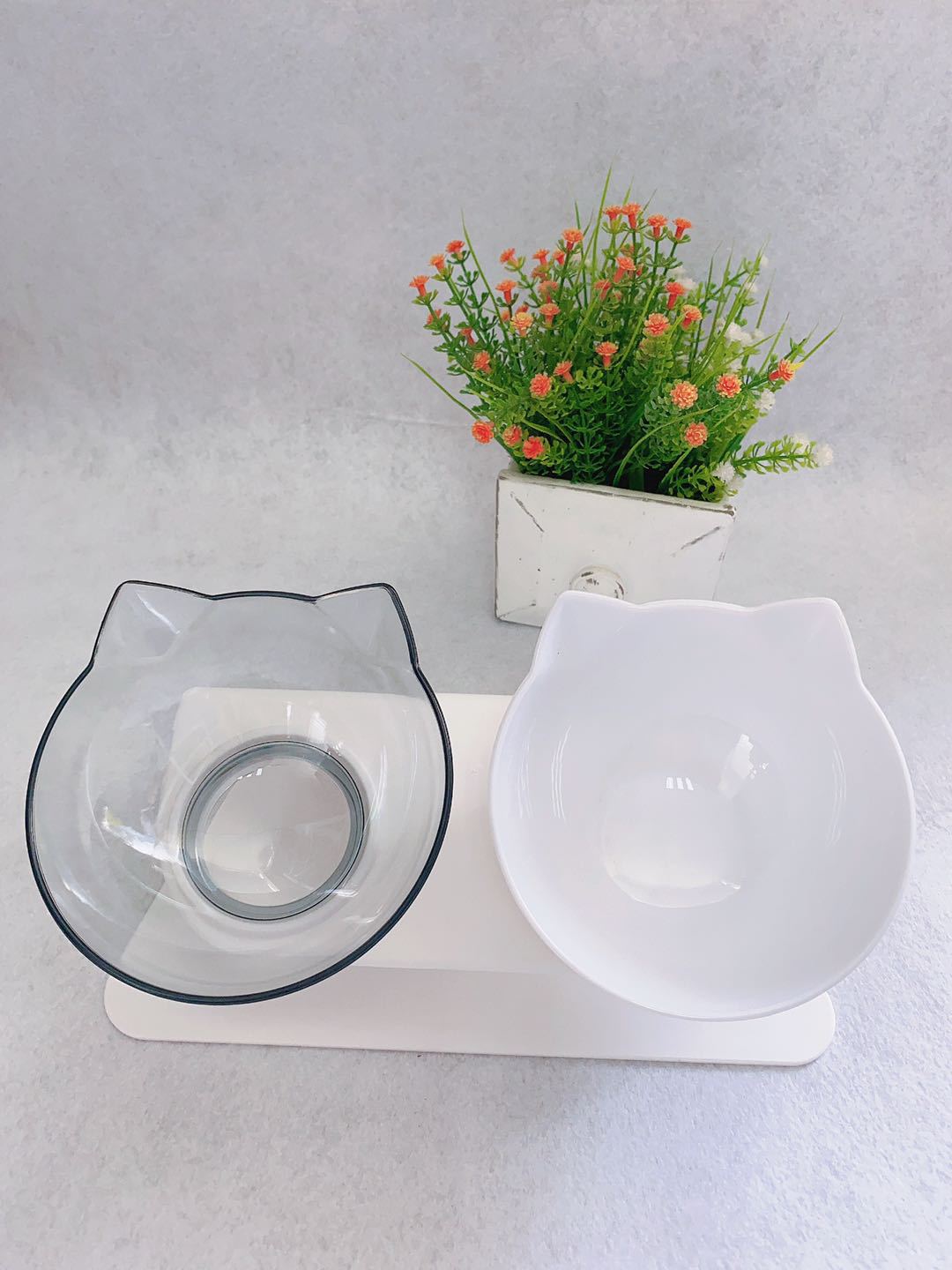 Cat Double Bowl Cat Food Bowl Protects Cervical Vertebra Pets Fashion