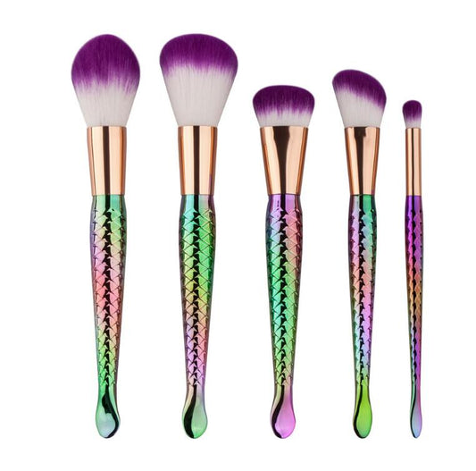 5 mermaid makeup brushes set beauty tools makeup fish type powder brush CJD