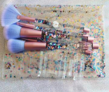 Maiden 7 makeup brushes, blue hair pink crystal shank make-up suit diamond series makeup brush CJD2