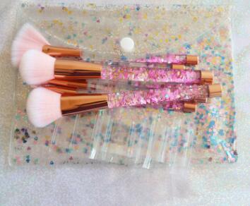 Maiden 7 makeup brushes, blue hair pink crystal shank make-up suit diamond series makeup brush CJD2