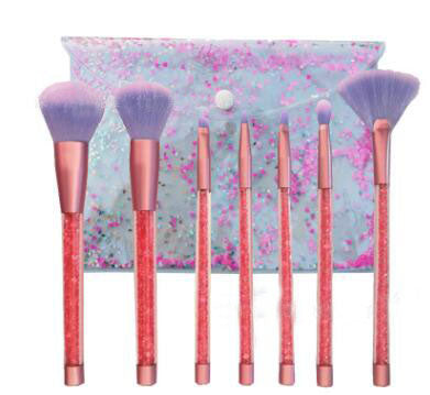 Maiden 7 makeup brushes, blue hair pink crystal shank make-up suit diamond series makeup brush CJD2