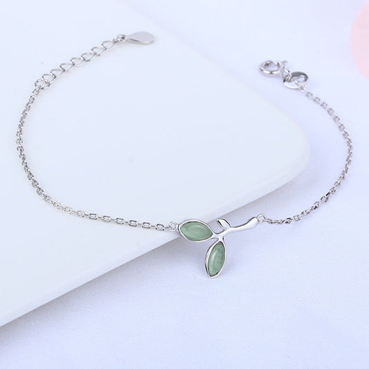 S925 Sterling Silver Leaf Bracelet LadyShow.Store