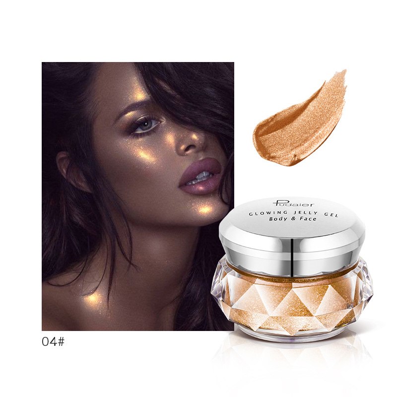Face Highlighter Jelly Gel Mermaid Eyeshadow Glow Body Glitter Festival Makeup Iluminador Gold Liquid Highlighter Bronzer LadyShow.Store