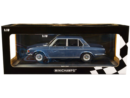 1968 BMW 2500 Blue Metallic Limited Edition to 504 pieces Worldwide 1/18 Diecast Model Car by Minichamps LuxuryLifeWay Online Store