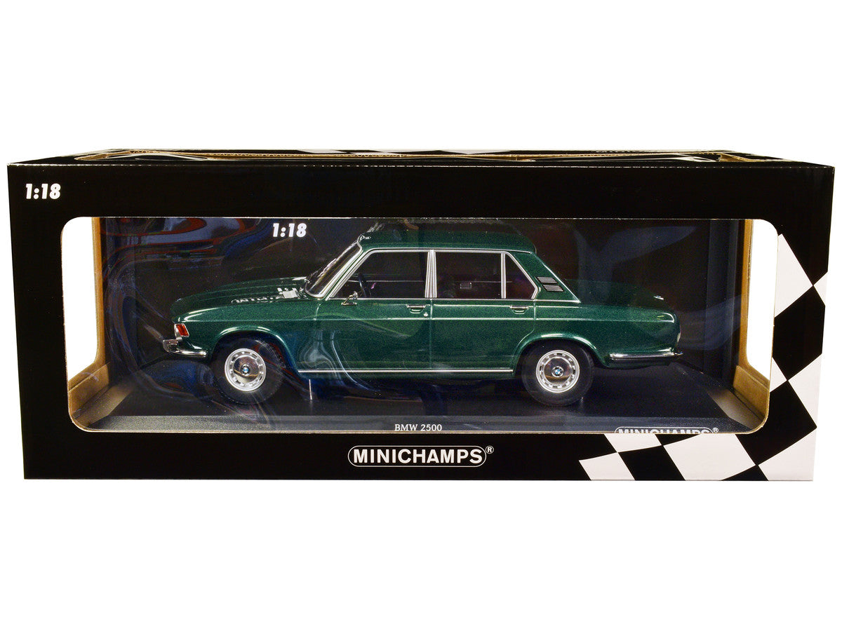 1968 BMW 2500 Green Metallic Limited Edition to 504 pieces Worldwide 1/18 Diecast Model Car by Minichamps LuxuryLifeWay Online Store