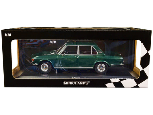 1968 BMW 2500 Green Metallic Limited Edition to 504 pieces Worldwide 1/18 Diecast Model Car by Minichamps LuxuryLifeWay Online Store