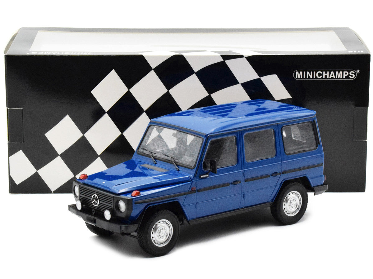 1980 Mercedes-Benz G-Model (LWB) Dark Blue with Black Stripes Limited Edition to 402 pieces Worldwide 1/18 Diecast Model Car by Minichamps LuxuryLifeWay Online Store