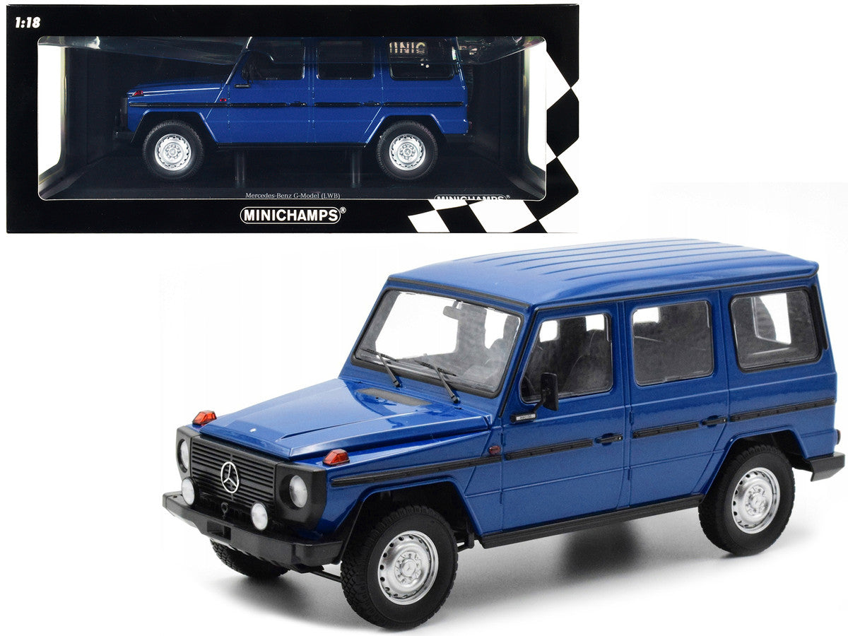 1980 Mercedes-Benz G-Model (LWB) Dark Blue with Black Stripes Limited Edition to 402 pieces Worldwide 1/18 Diecast Model Car by Minichamps LuxuryLifeWay Online Store