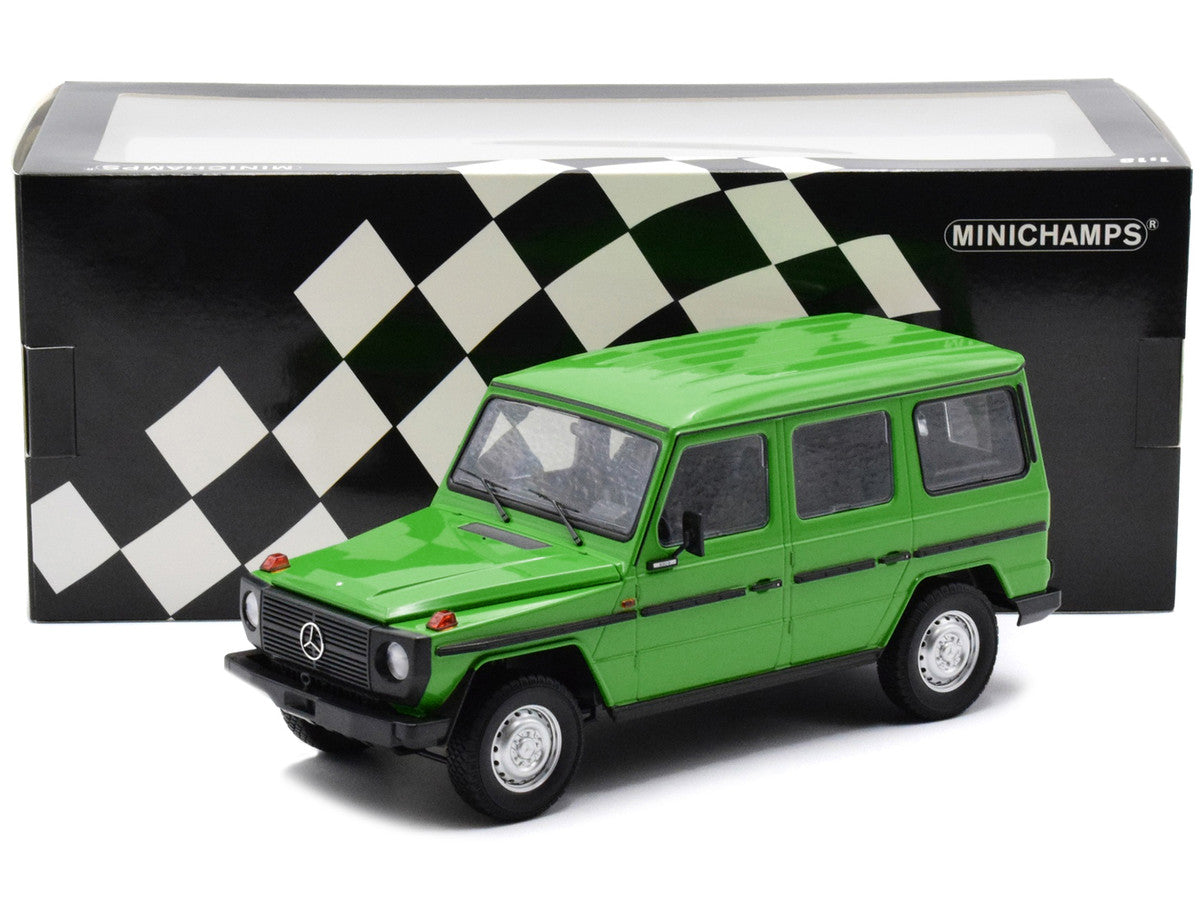 1980 Mercedes-Benz G-Model (LWB) Green with Black Stripes Limited Edition to 402 pieces Worldwide 1/18 Diecast Model Car by Minichamps LuxuryLifeWay Online Store