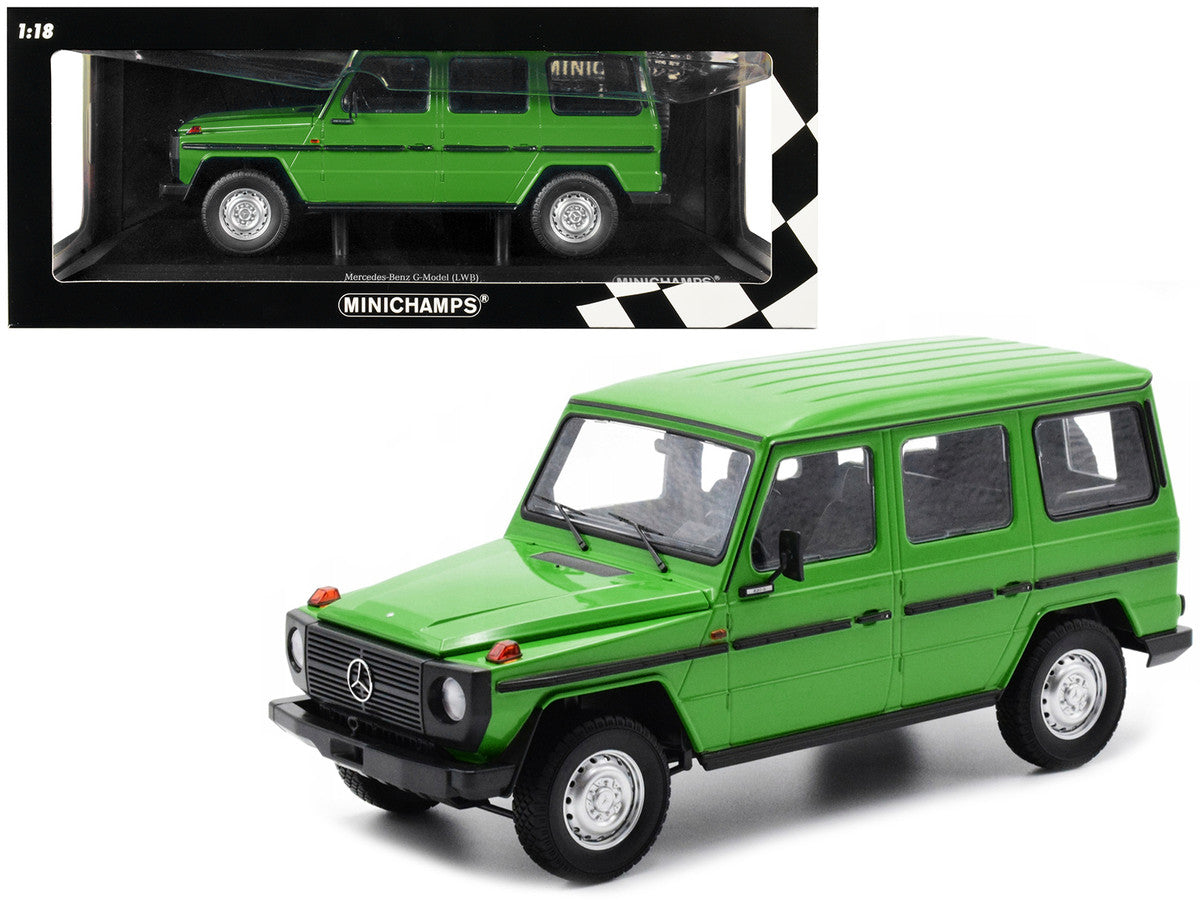 1980 Mercedes-Benz G-Model (LWB) Green with Black Stripes Limited Edition to 402 pieces Worldwide 1/18 Diecast Model Car by Minichamps LuxuryLifeWay Online Store