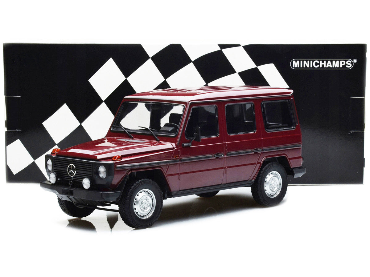 1980 Mercedes-Benz G-Model (LWB) Dark Red with Black Stripes Limited Edition to 402 pieces Worldwide 1/18 Diecast Model Car by Minichamps LuxuryLifeWay Online Store