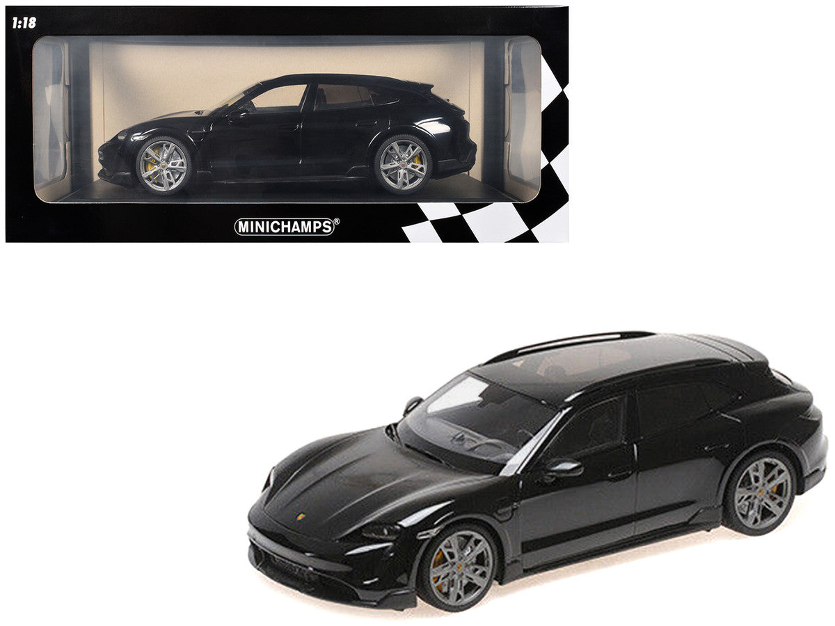 2021 Porsche Taycan CUV Turbo S Black Limited Edition to 480 pieces Worldwide 1/18 Diecast Model Car by Minichamps LuxuryLifeWay Online Store