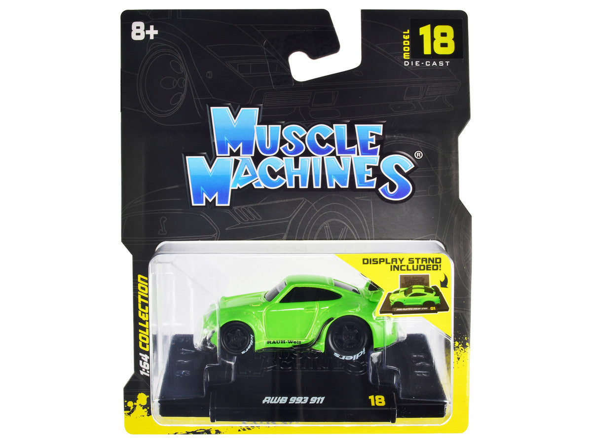RWB 911 993 Bright Green "RAUH-Welt BEGRIFF" 1/64 Diecast Model Car by Muscle Machines LuxuryLifeWay Online Store