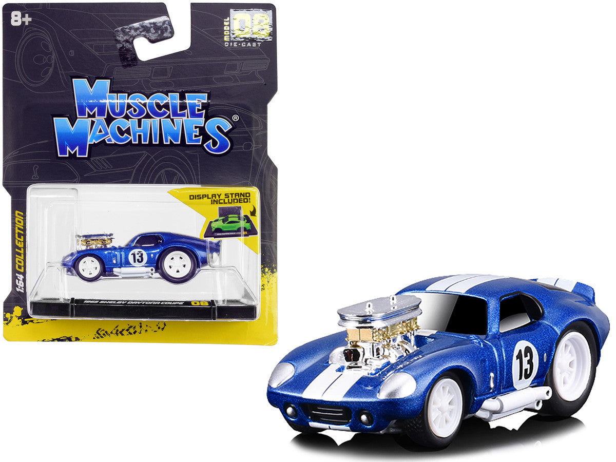 1965 Shelby Daytona Coupe #13 Blue Metallic with White Stripes 1/64 Diecast Model Car by Muscle Machines LuxuryLifeWay Online Store