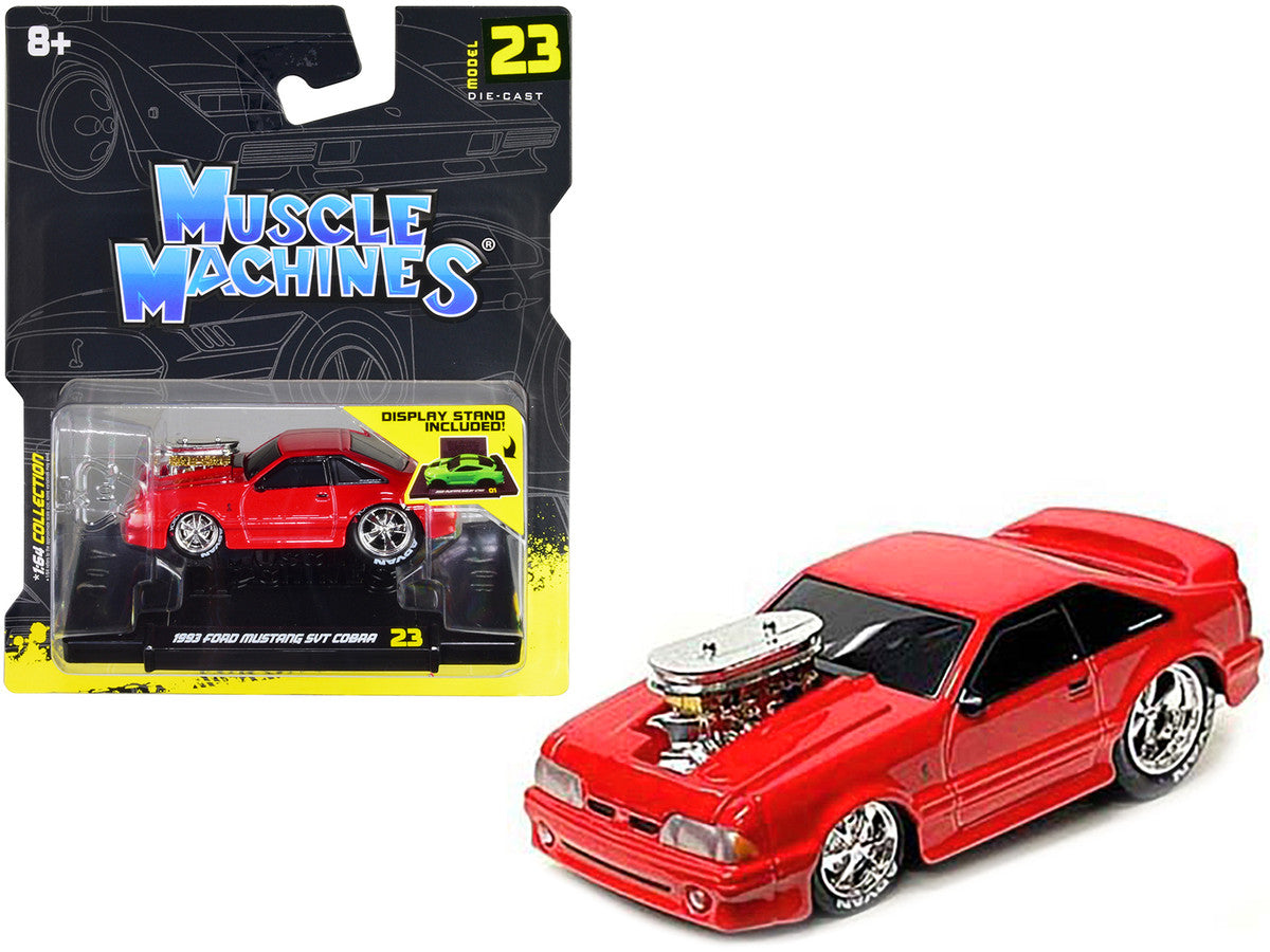 1993 Ford Mustang SVT Cobra Red 1/64 Diecast Model Car by Muscle Machines LuxuryLifeWay Online Store