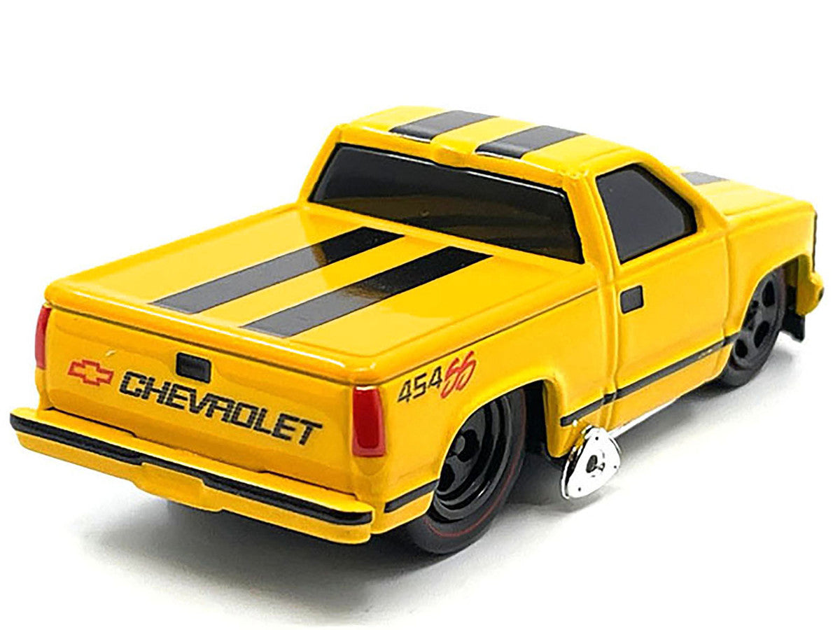 1993 Chevrolet 454 SS Pickup Truck Yellow with Black Stripes 1/64 Diecast Model Car by Muscle Machines LuxuryLifeWay Online Store