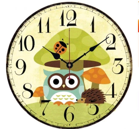 European and American style rustic wall clock owl series wall clock retro wall clock PearlNestDecor.com
