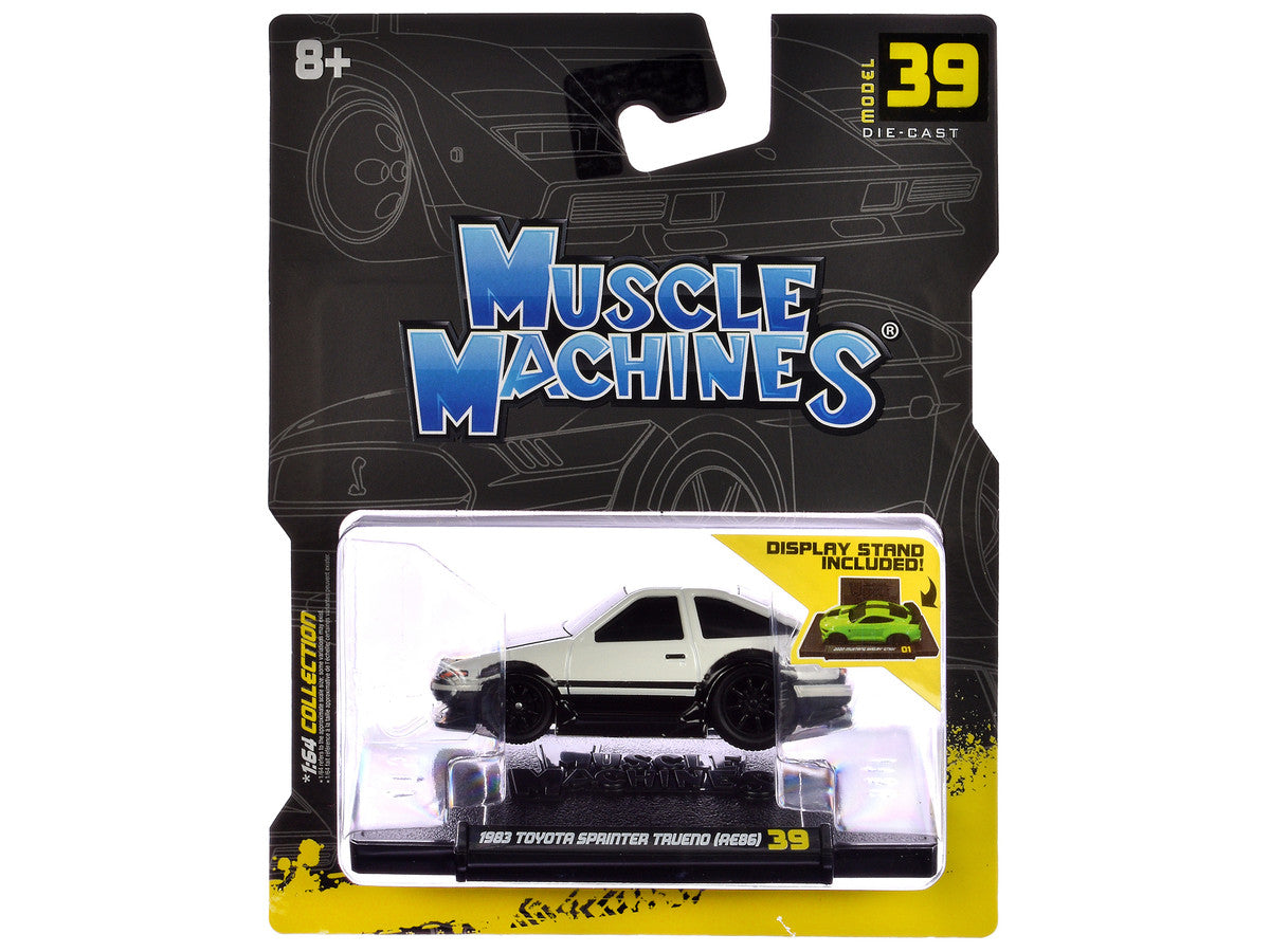 1983 Toyota Sprinter Trueno (AE86) White with Carbon Hood 1/64 Diecast Model Car by Muscle Machines LuxuryLifeWay Online Store