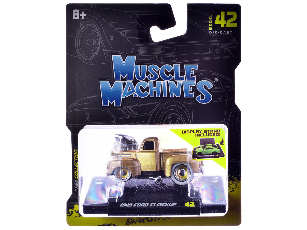 1949 Ford F1 Pickup Truck Gold Metallic 1/64 Diecast Model Car by Muscle Machines LuxuryLifeWay Online Store
