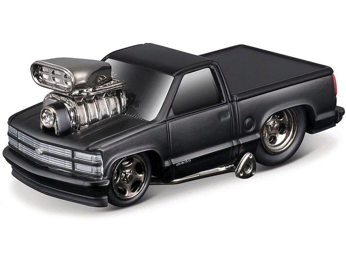1993 Chevrolet 454 SS Pickup Truck Matt Black "Blackout Edition" 1/64 Diecast Model by Muscle Machines LuxuryLifeWay Online Store