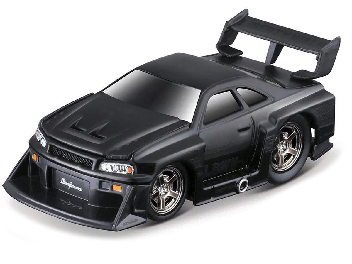 1999 Nissan Skyline GT-R (R34) #5 "Liberty Walk" Matt Black 1/64 Diecast Model Car by Muscle Machines LuxuryLifeWay Online Store