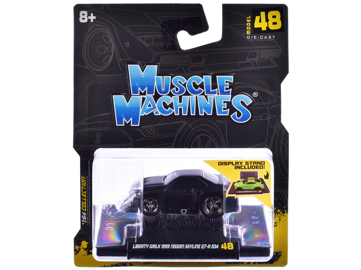 1999 Nissan Skyline GT-R (R34) #5 "Liberty Walk" Matt Black 1/64 Diecast Model Car by Muscle Machines LuxuryLifeWay Online Store