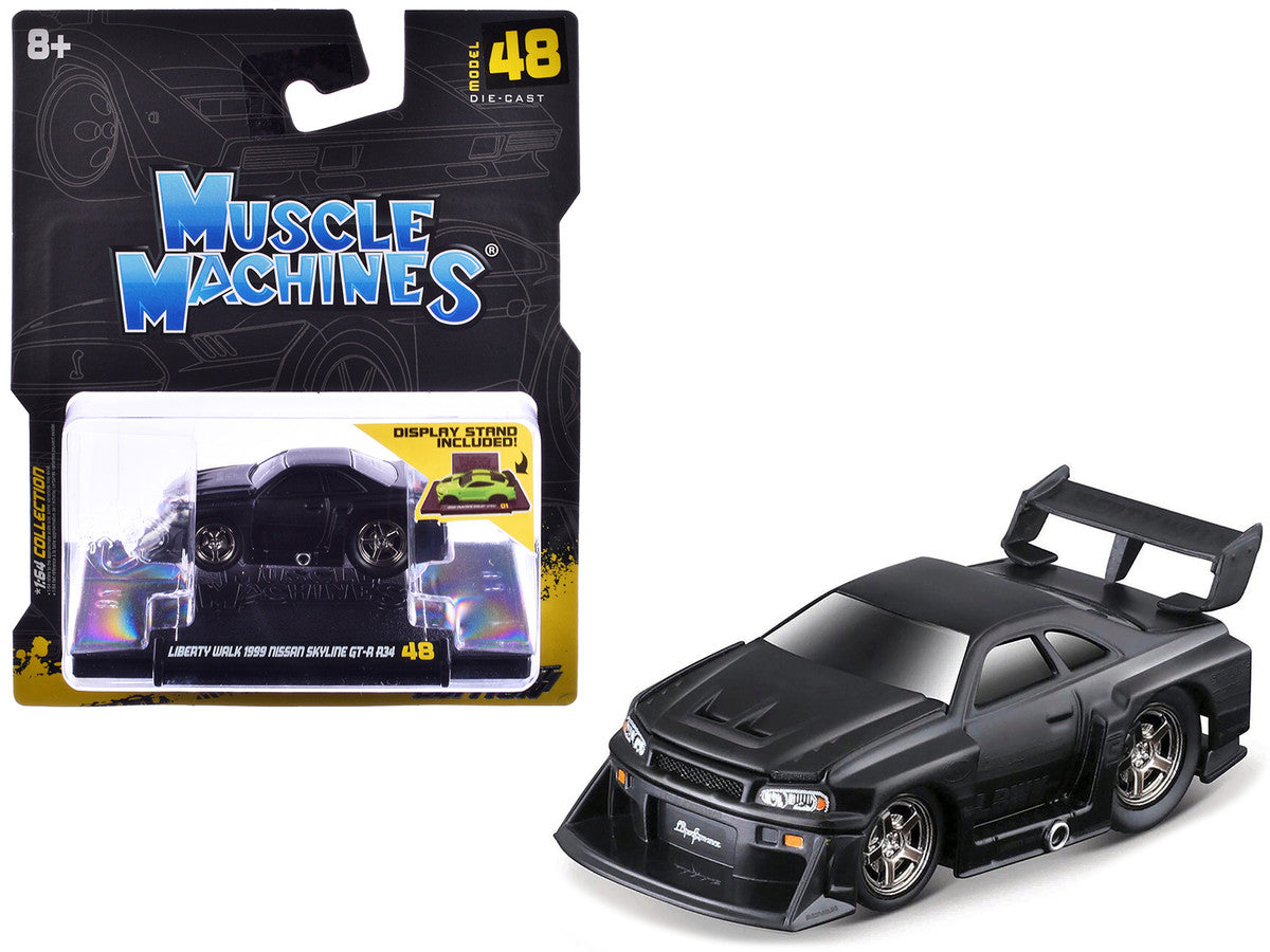 1999 Nissan Skyline GT-R (R34) #5 "Liberty Walk" Matt Black 1/64 Diecast Model Car by Muscle Machines LuxuryLifeWay Online Store