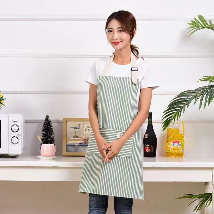 Linen Stripe Apron, Breathable Kitchen Apron For Household Chores PearlNestDecor.com