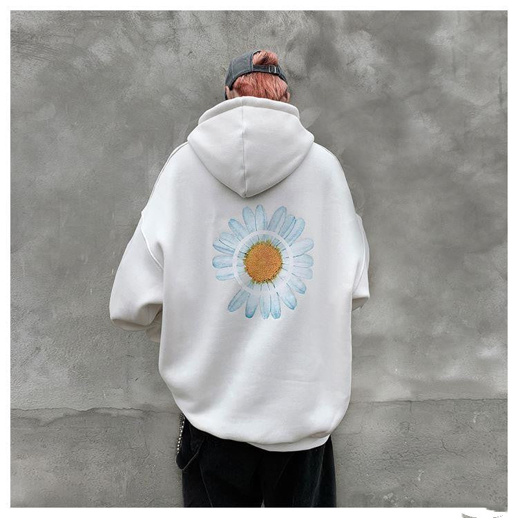 Daisy print hooded sweatshirt
