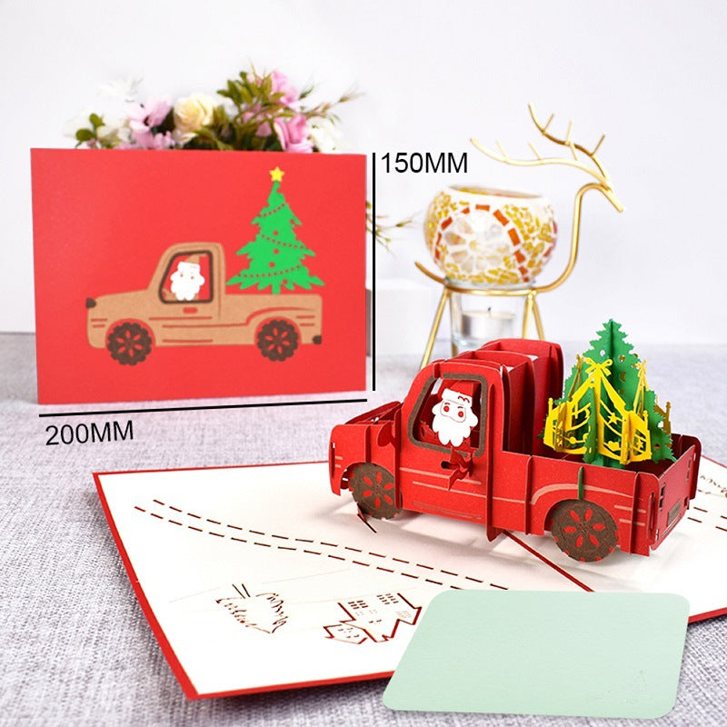 3D Merry Christmas Cards Christmas Tree Winter Gift Pop-Up Cards Christmas Decoration Stickers CJD